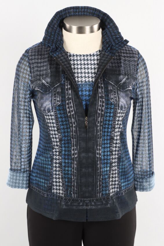 Illusion Mesh Jacket - Houndstooth Mix