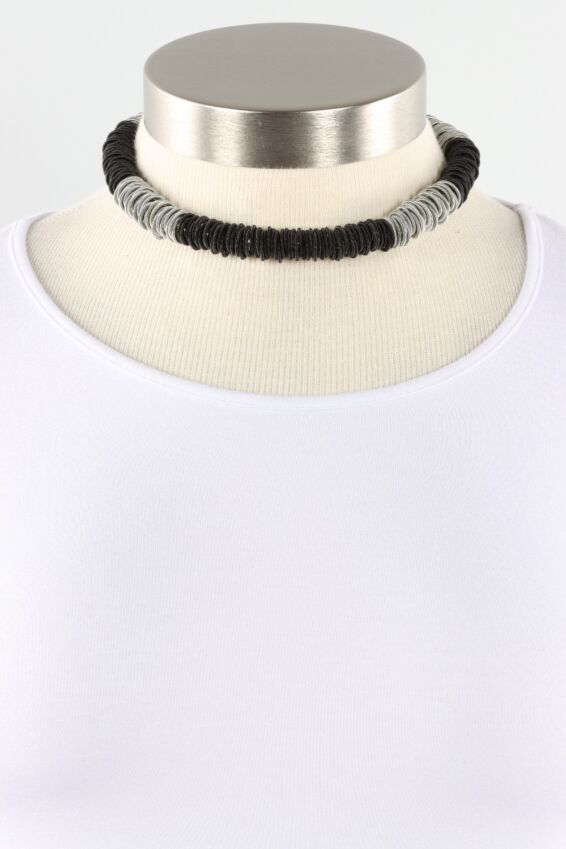 Spring Ring Necklace - Silver & Black