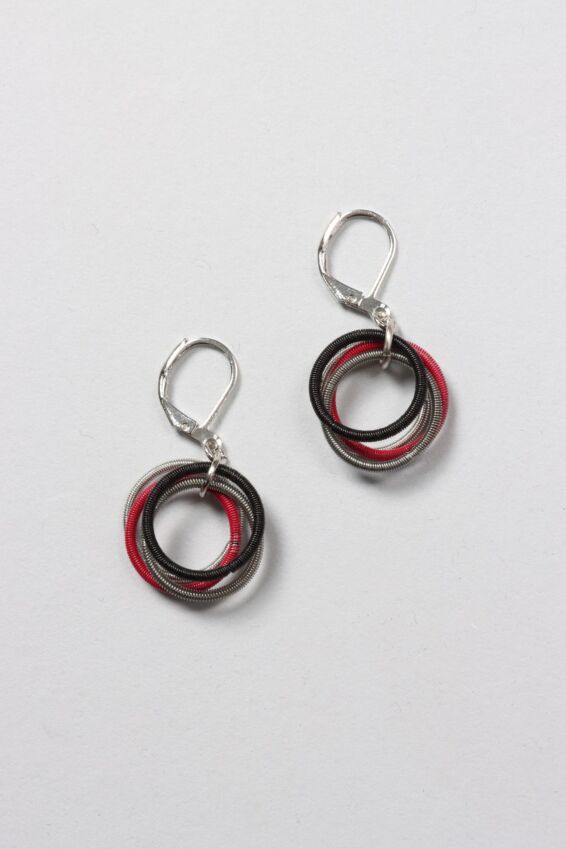 Multi Loop Earring - Red Black & Slate