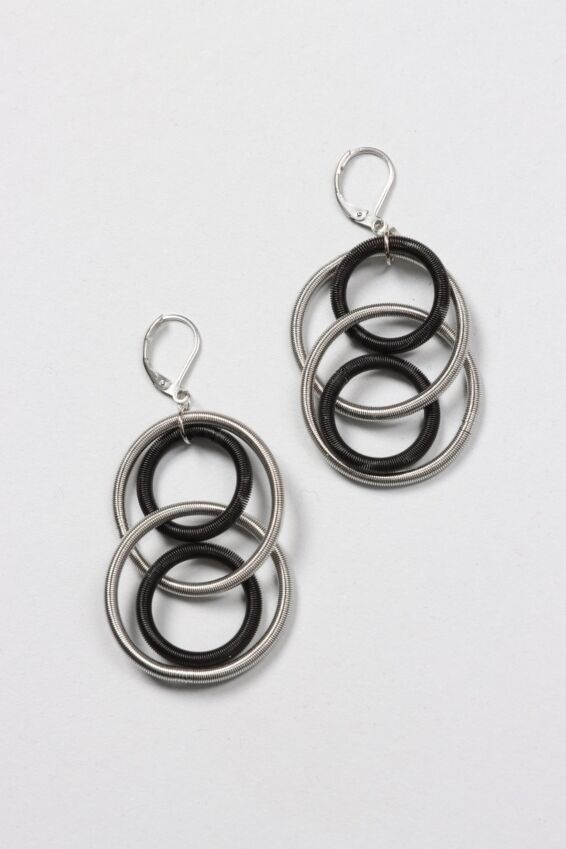 Quatro Loop Earring - Silver & Black