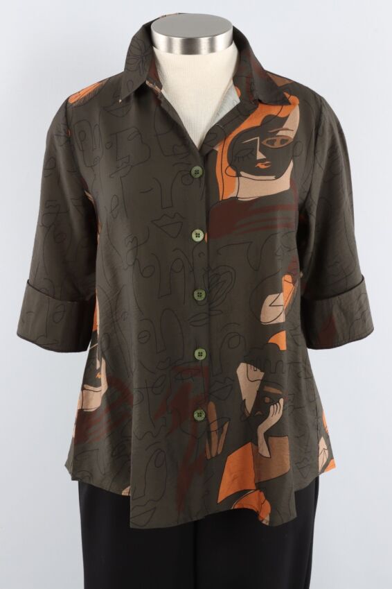 Zipper Back Shirt Plus - Faces