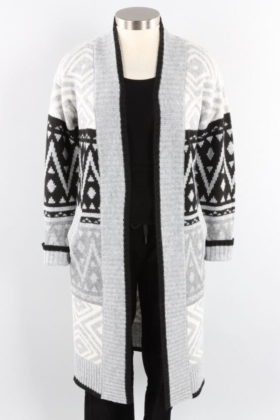 Jacquard Cardi - Heather Grey