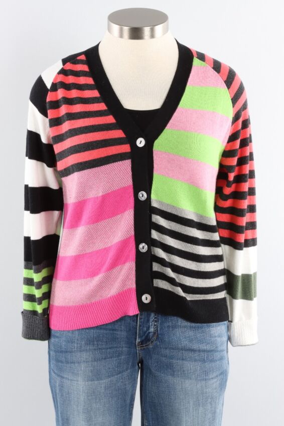 Mix Stripe Cardi - Black