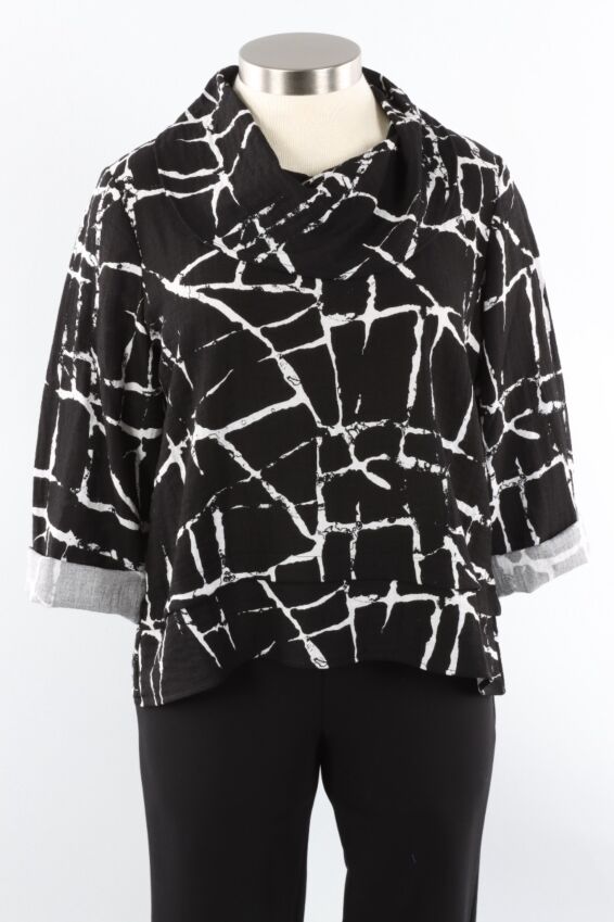 Drape Collar Pullover - Black