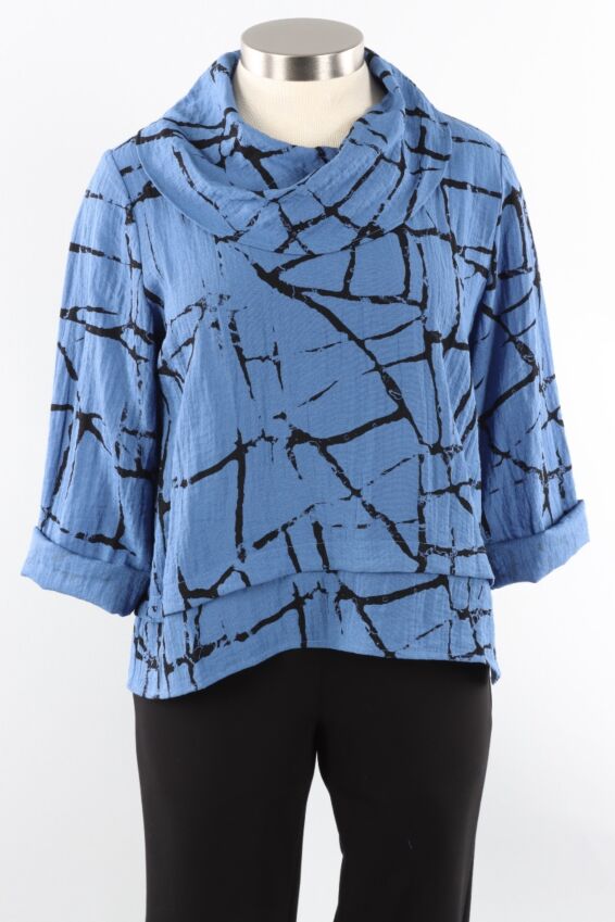 Drape Collar Pullover - Skyline