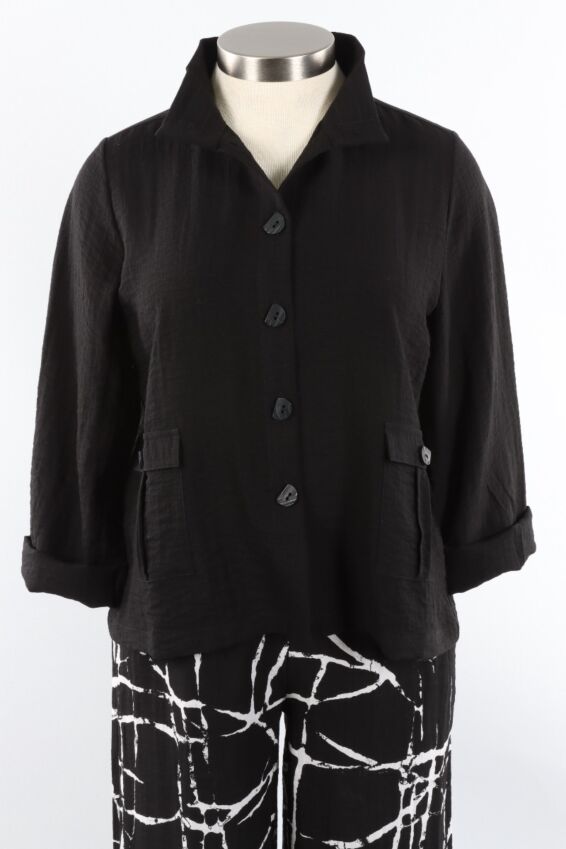 Mandarin Collar Jacket - Black