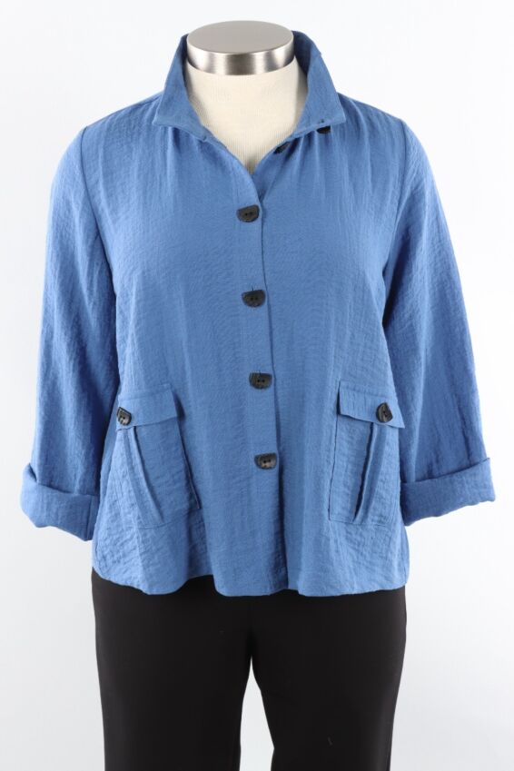 Mandarin Collar Jacket - Skyline