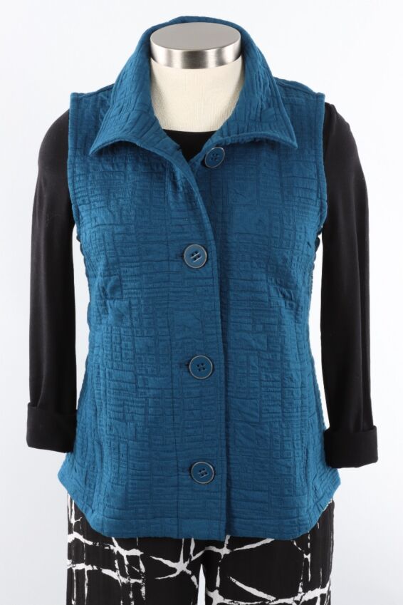 Button Front Vest - Baltic