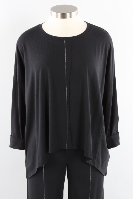 Pleat Front Swing Tee - Black