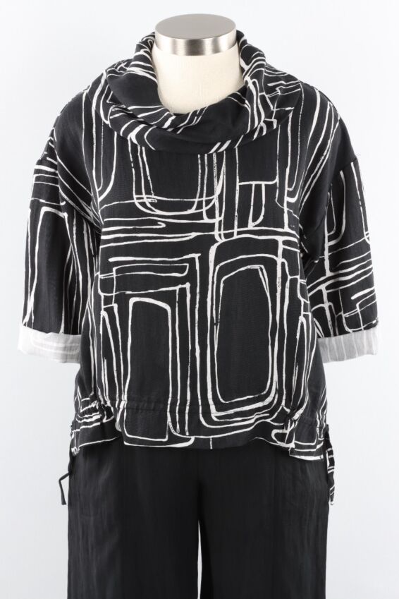 Drawstring Cowl - Black Print
