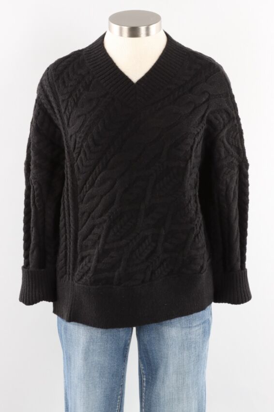 Mixed Cable Pullover - Black