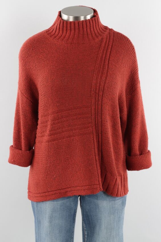 Funnel Neck Pullover - Brick