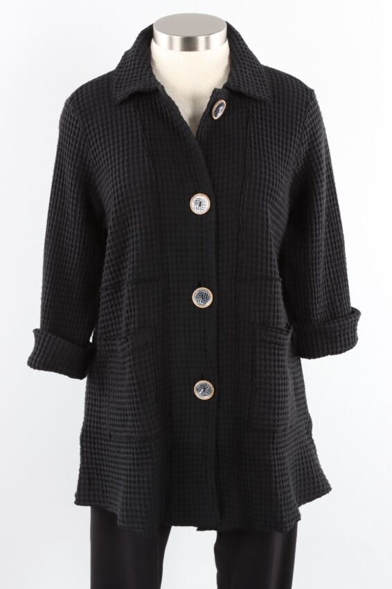 Long Button Jacket - Black