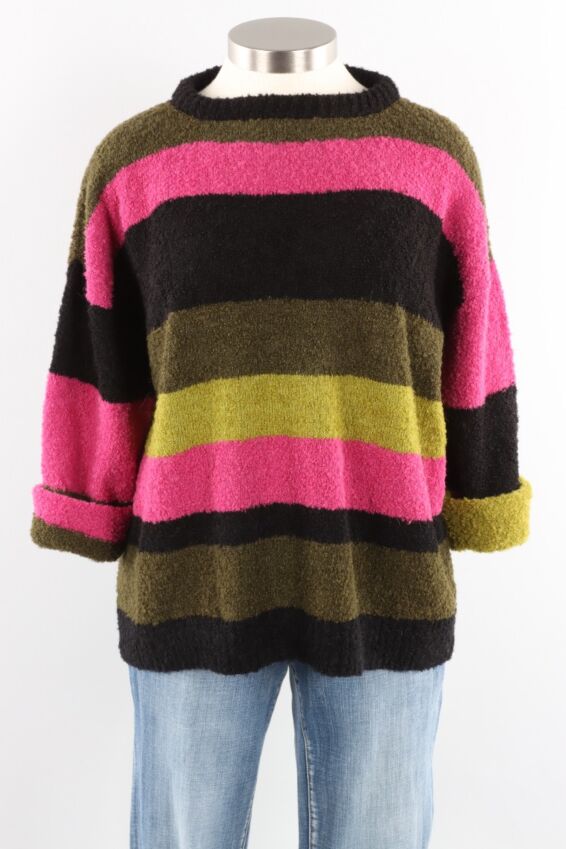 Boucle Pullover - Multi Stripe