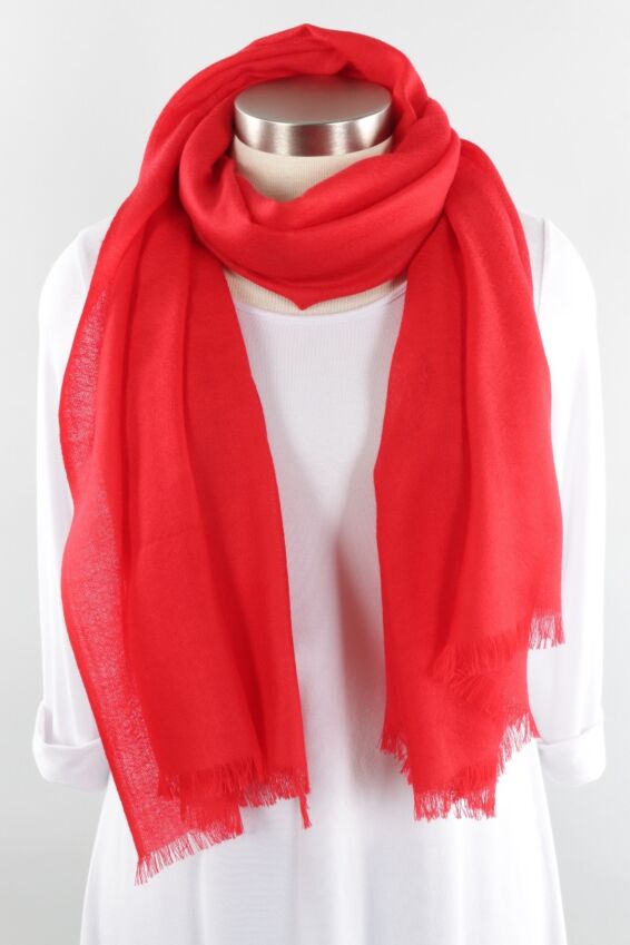 Solid Wool Wrap - Red