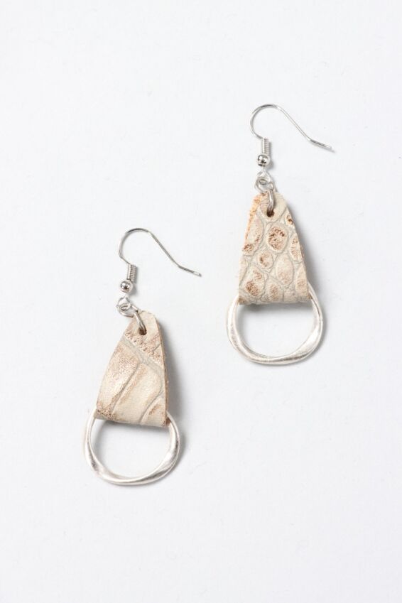 Leather Loop Earring - Silver