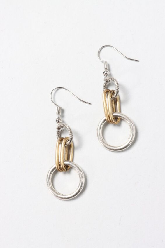 Double Drop Earring - Mixed Metals