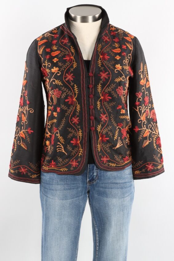 Embroidered Short Jacket - Black