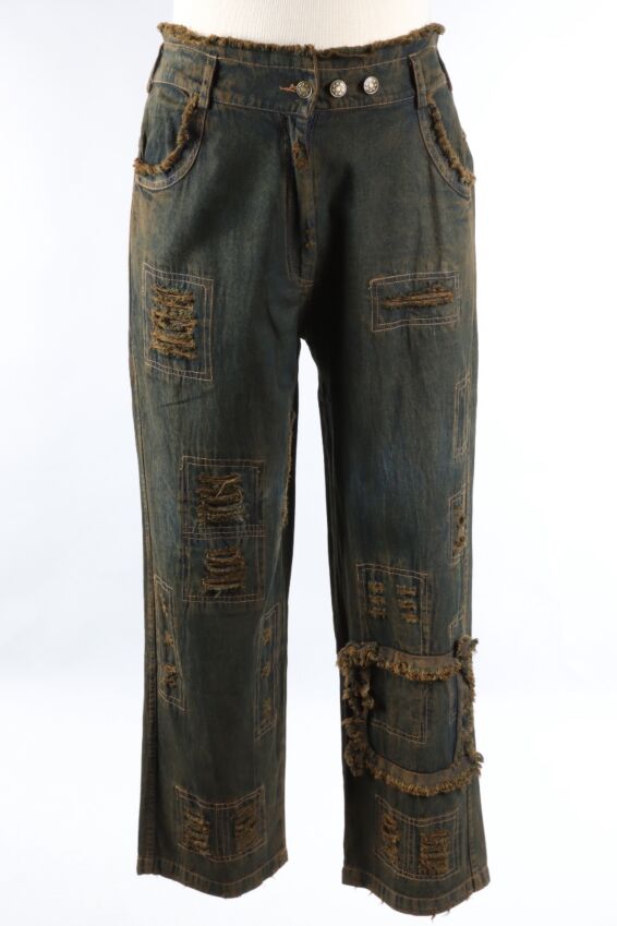 Tattered Pant Plus - Black Denim