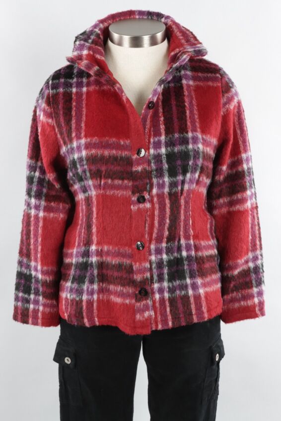 Button Front Jacket - Red Purple & Black
