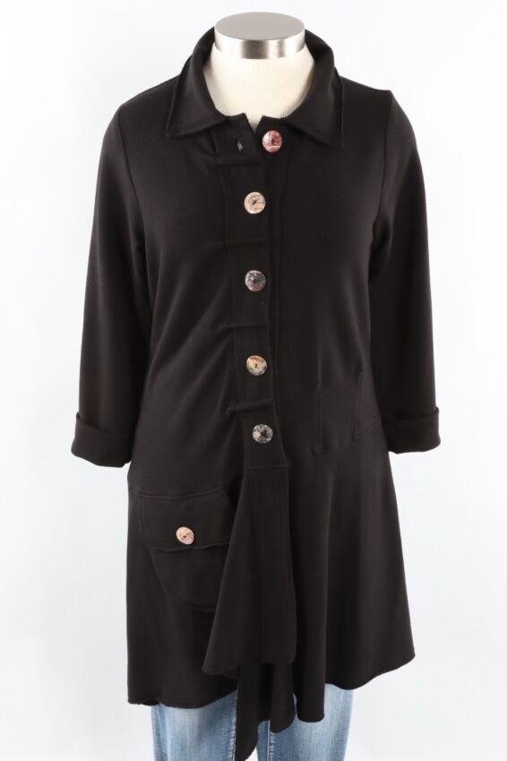Asymmetric Pleat Jacket - Black