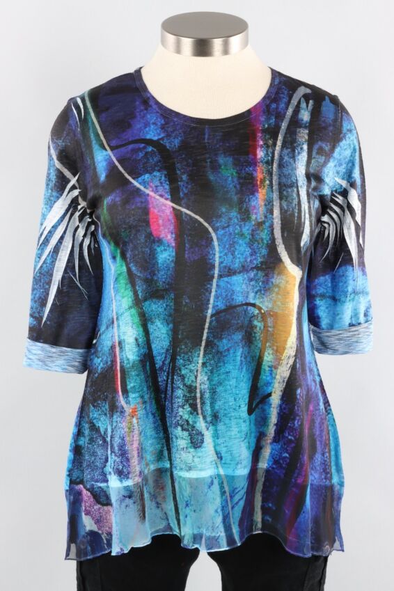 Chiffon Contrast Tunic Plus - Eclipse