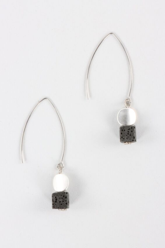 Wire Earring - Silver & Black