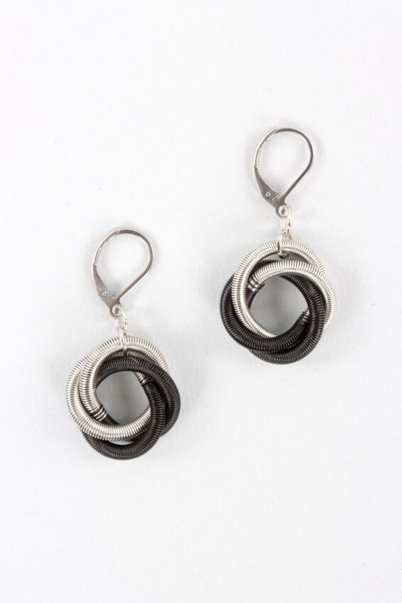 Twisted Loop Earring - Silver & Black