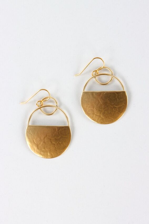 Large Round Basket Earring - Brass