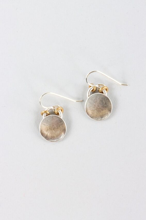 Small Disc Earring - Silver & Brass