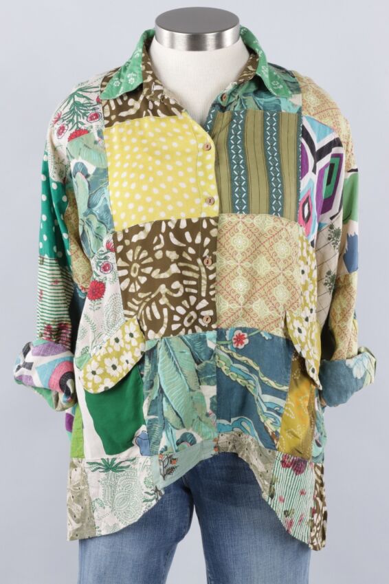 Patchwork Sunrise Top - Green Multi #2