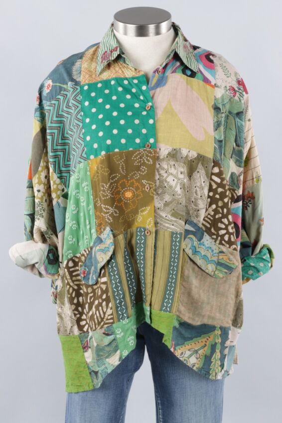 Patchwork Sunrise Top - Green Multi #5