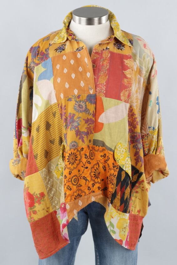 Patchwork Sunrise Top - Gold Multi #1