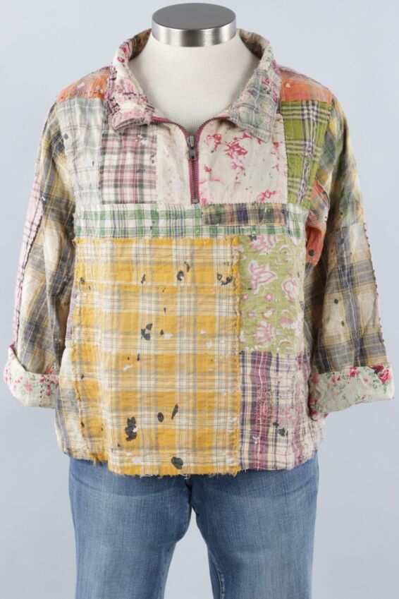 Patchwork Asher Pullover - Madras Rainbow