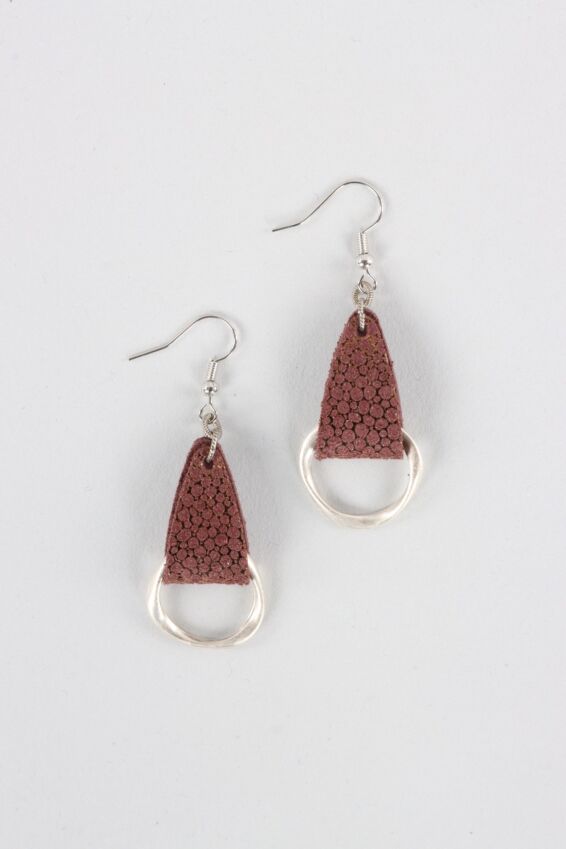 Leather Loop Earring - Silver
