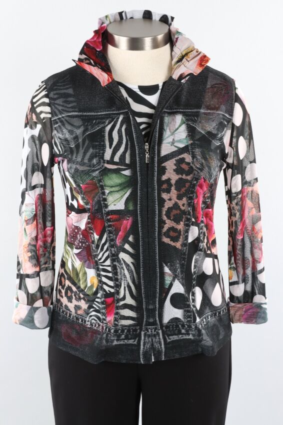 Collage Art Mesh Jacket - Black Multi