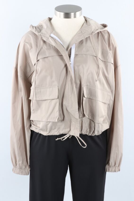 Nylon Cargo Drawstring Jacket - Fawn