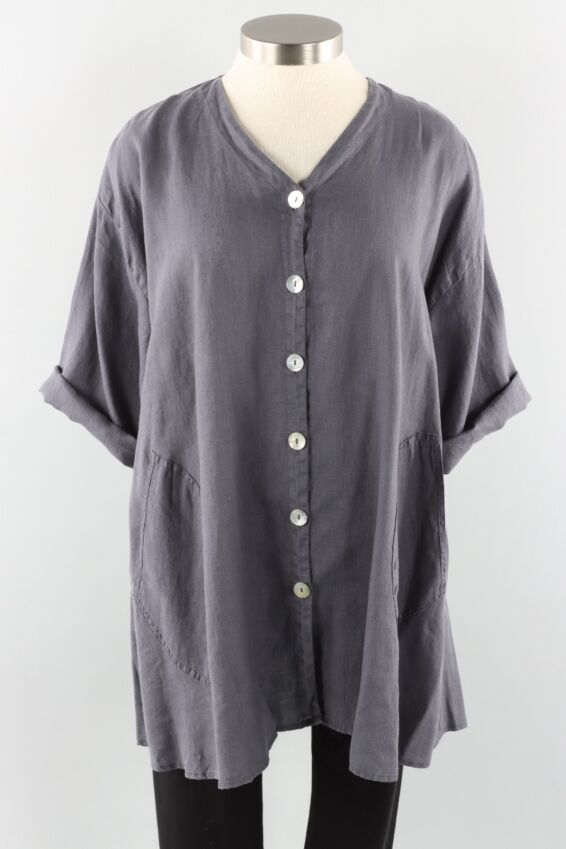 Button Down Jacket - Charcoal
