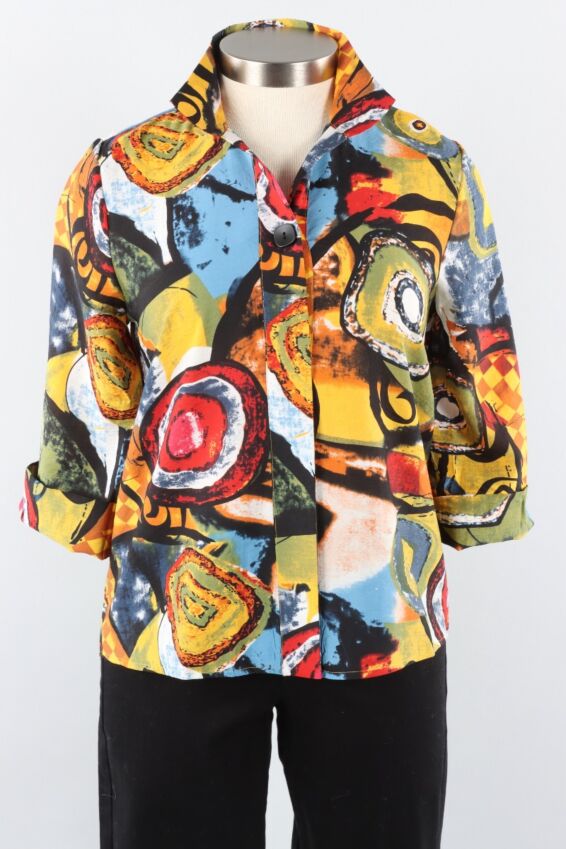 Button Front Blouse - Yellow Multi