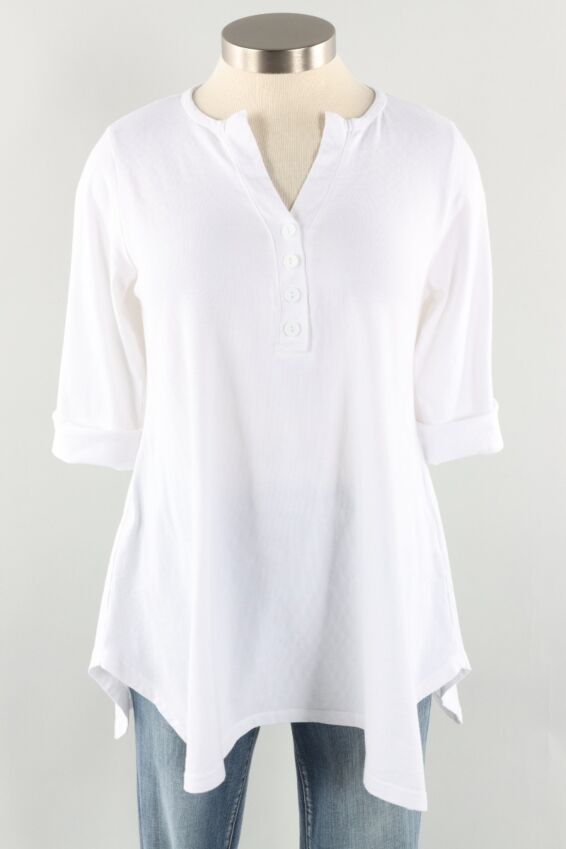 Button Tunic Plus - White  
