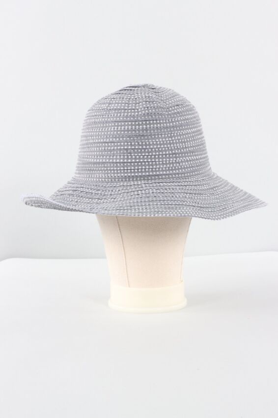 Petite Scrunchie Hat - Grey & White Dots