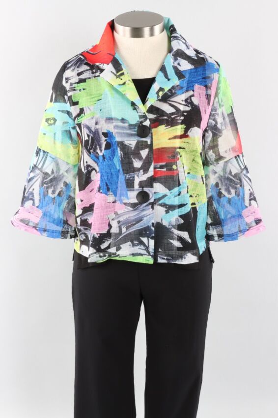 Crop Jacket - Brushstroke Multi