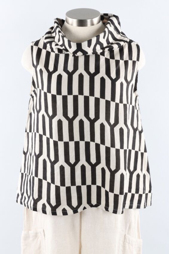 Etta Tank - Tapioca Torre Print Linen