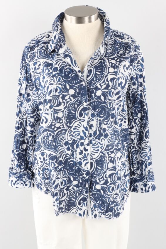 Gretchen Button Down - Blue Batik