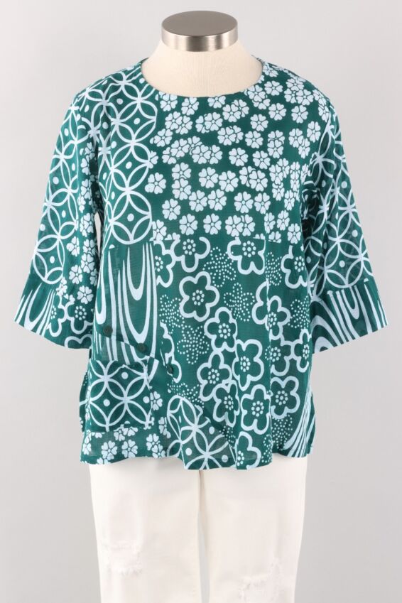 Button Blouse - Teal Patch Swatch 