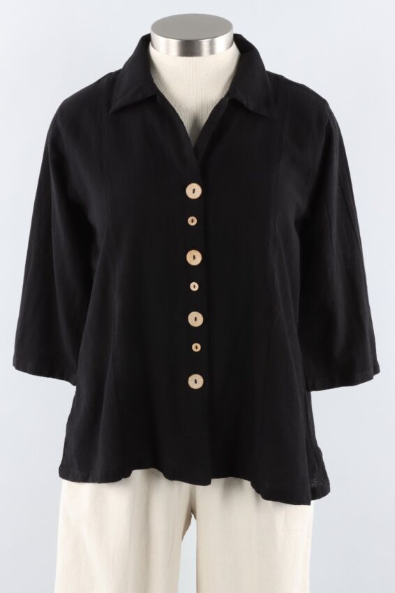 Novelty Button Top Plus - Black
