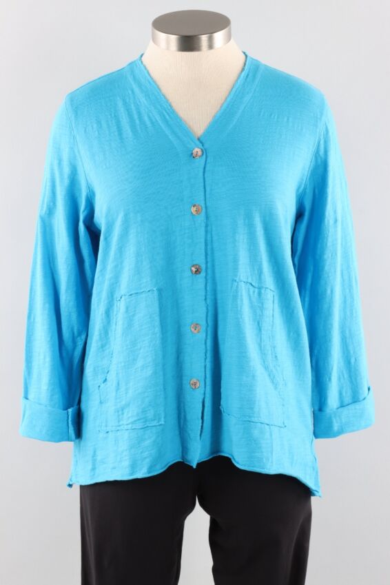 Long Sleeve Pocket Jacket Plus - Ocean
