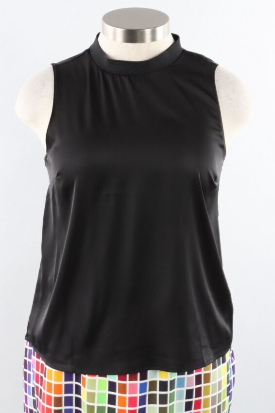 Sleeveless Satin Top - Black