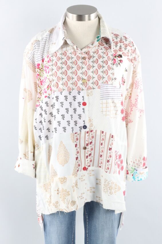 Patchwork Sunrise Top - Parchment #1