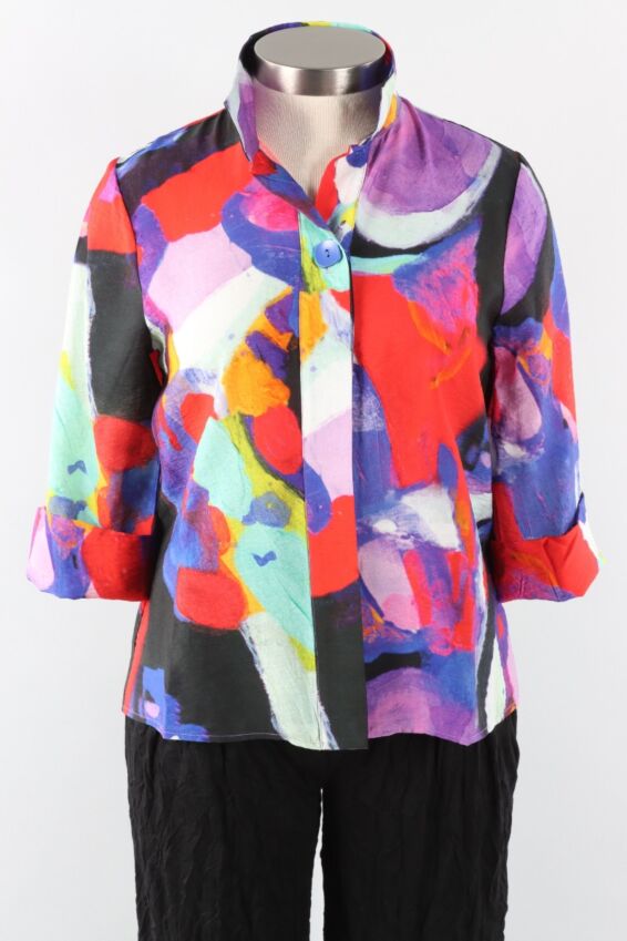 Button Front Shirt - Purple Multi